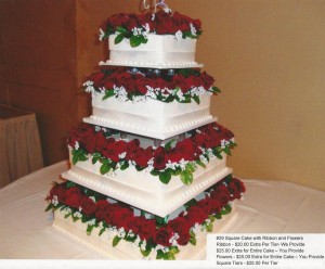 29 Square Cake with Ribbon and Flowers
